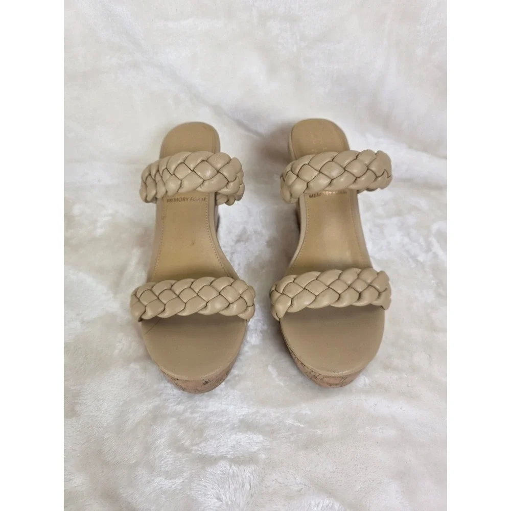 LC Lauren Conrad Braided Wedge Sandals Tan‎ Memory Foam Comfort Women's 7.5